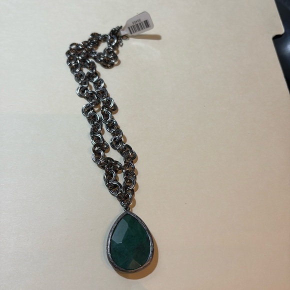 Tear Drop Necklace, Forest Green Faux Stone, 18” long, NWT - Picture 1 of 3